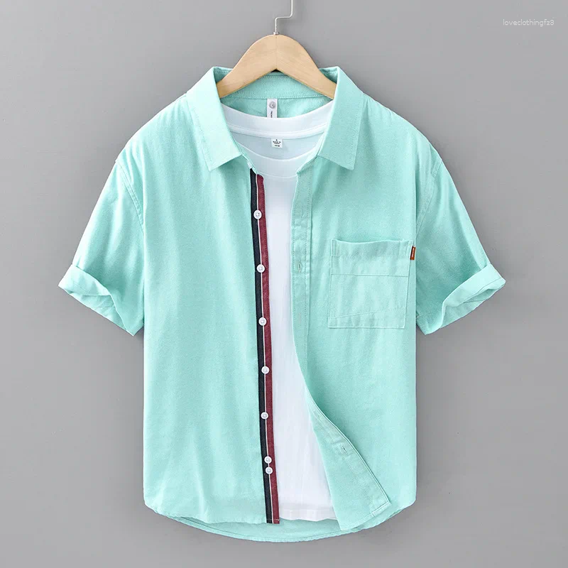 Polo Collar Spliced Short Sleeve Casual Summer Shirt For Men ()