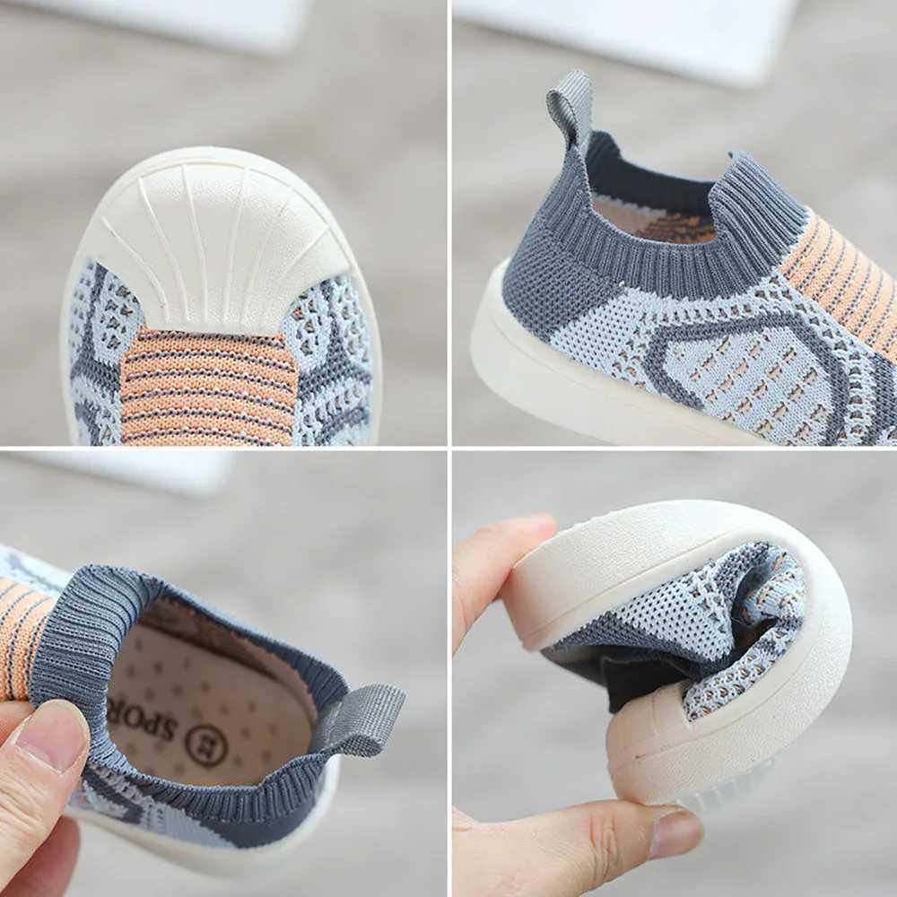 Athletic Outdoor Cotton Knitted Childrens Sport Sneakers Breathable Toddler Shoes For Baby Anti-slippery Floor Footwear Girls Sneakers H241223