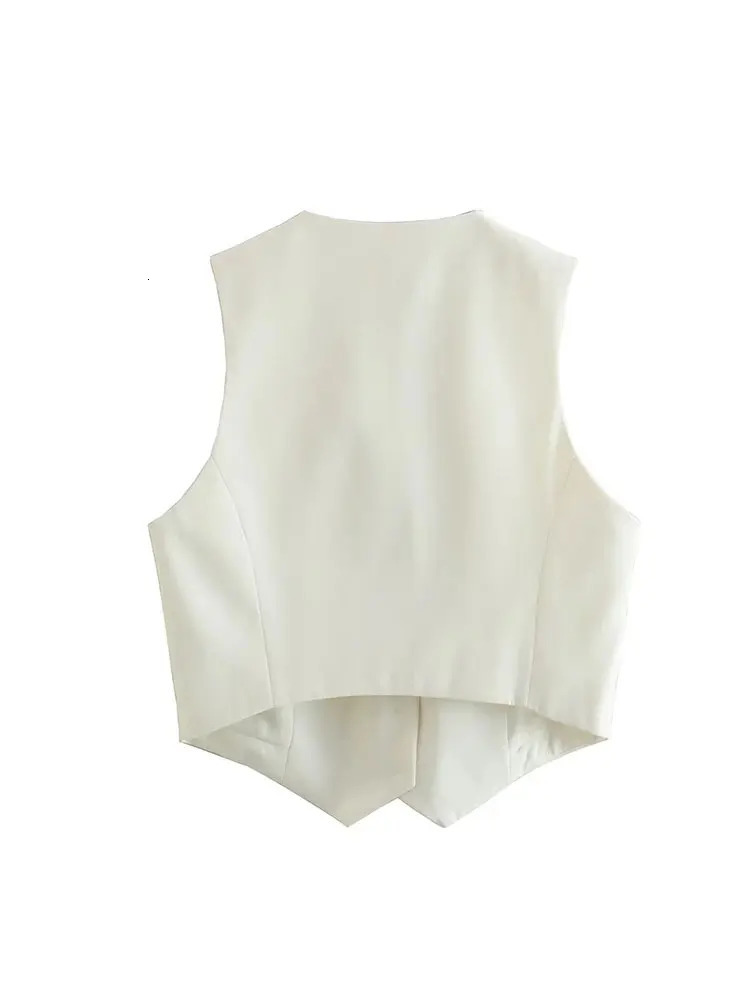 Nlzgmsj TRAF Fashion Women Vest Sleeveless Vests for Chic VNeck Singlebreasted Ladies White Waistcoat Tops 240523