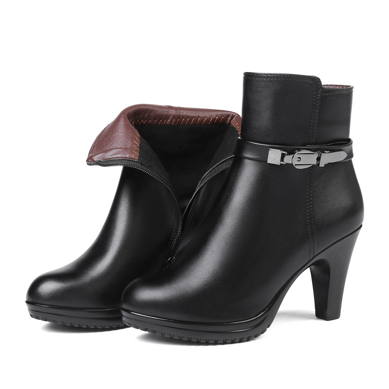 Ankle AIYUQI 2024 New Genuine Leather Winter Wool Warm Mar High-heeled Women Snow Boots 4ae8