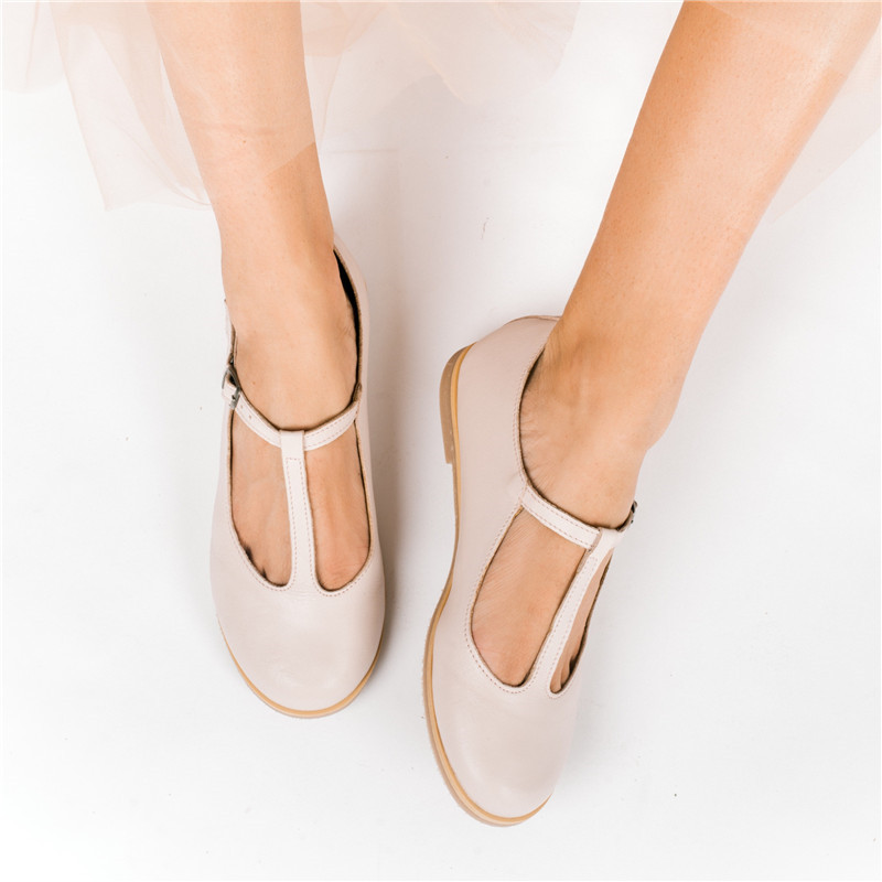 Women Comfortable Flats Retro Handmade T-straps Vintage Casual Flat Loafer Shoes Ladies Large Size 11 45 47 48 Brand e600