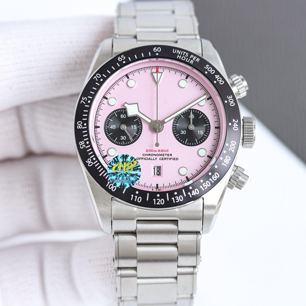 2024 New Design Pink Dial Black Bay M79360N-0019 AAAAA 5A Quality 41mm Men Watches Automatic Mechanical Chronograph 7750 Movement With Gift Box Sapphire Glass