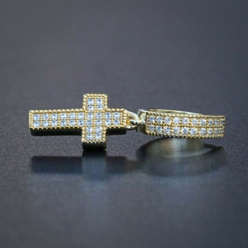 Cubic Zircon Jesus Cross Dangle Earrings Charm Designer Jewelry Silver Gold Love Heart Drop Water Diamond Hoop Chandelier Ear Rings Gift for Woman Jew