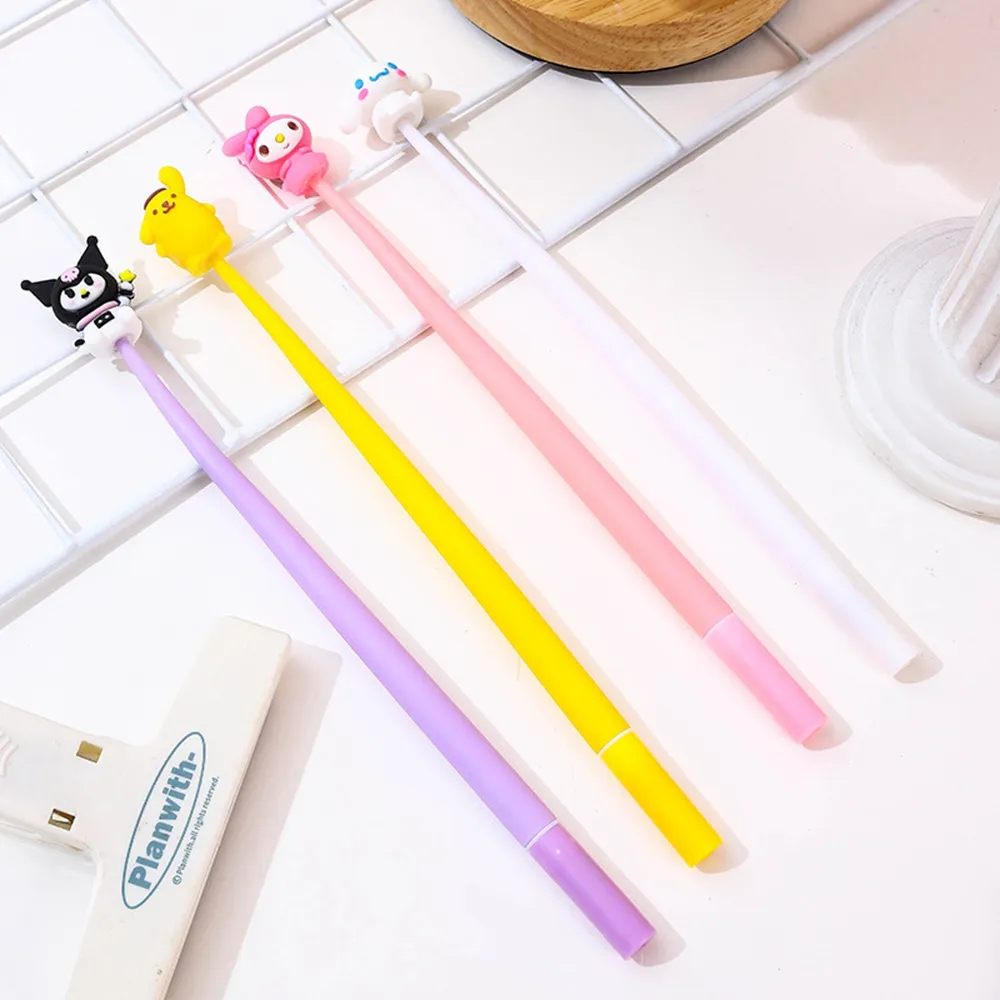 48pcs/lot Cute Soft Swing Black Ink Gel Pen Cartoon Kuromi Shape Student Smooth Writing Pen 0.5mm Stationery School Office Children Gifts