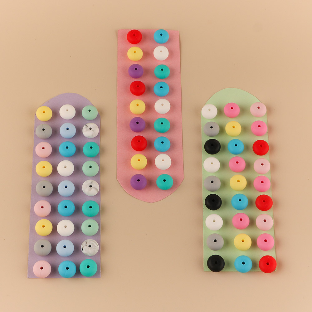 Kovict 14mm 50pc Abacus Silicone Beads Necklace Infant Teethers BPA FREE Saucer Loose Beads For DIY Jewelry Making Pacifier Clip