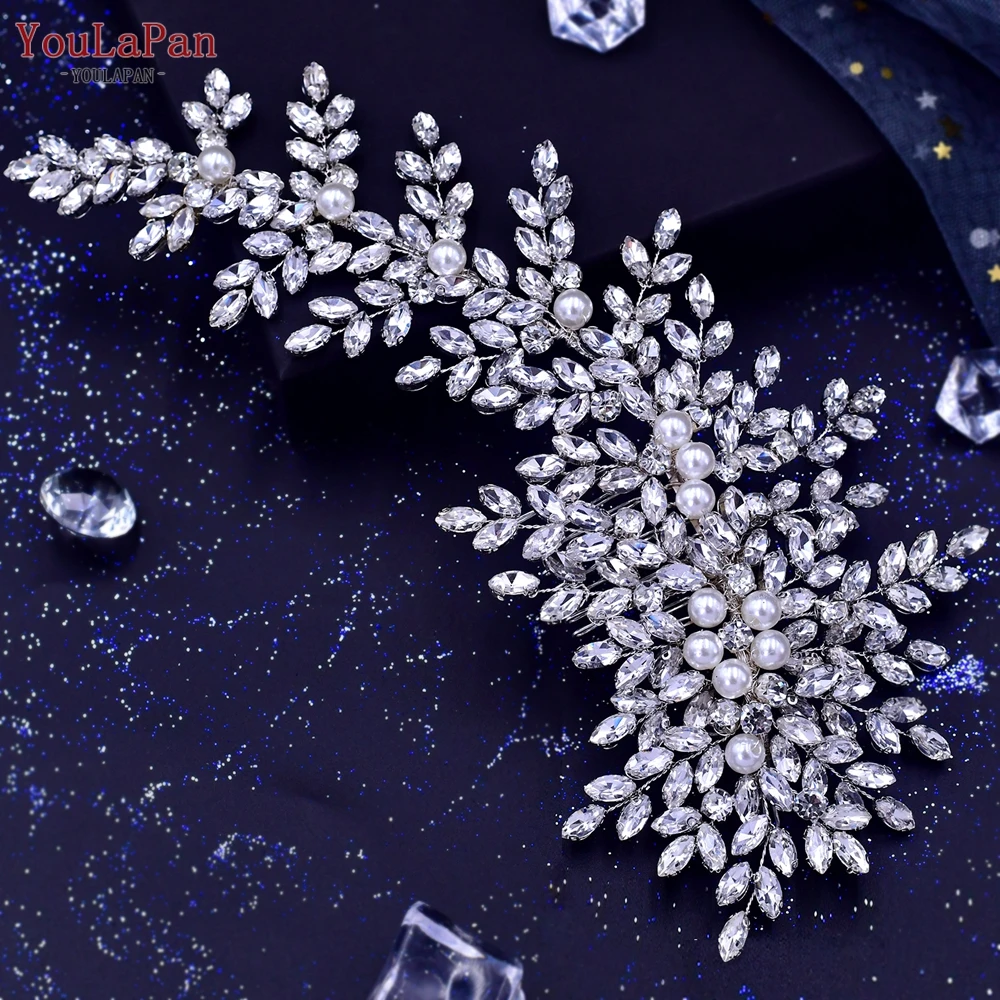 TOPQUEEN HP434 Silver Bridal Headband Wedding Hair Accessories Rhinestone Pearls Bridal Headpiece Hair Ornament Women Headdress