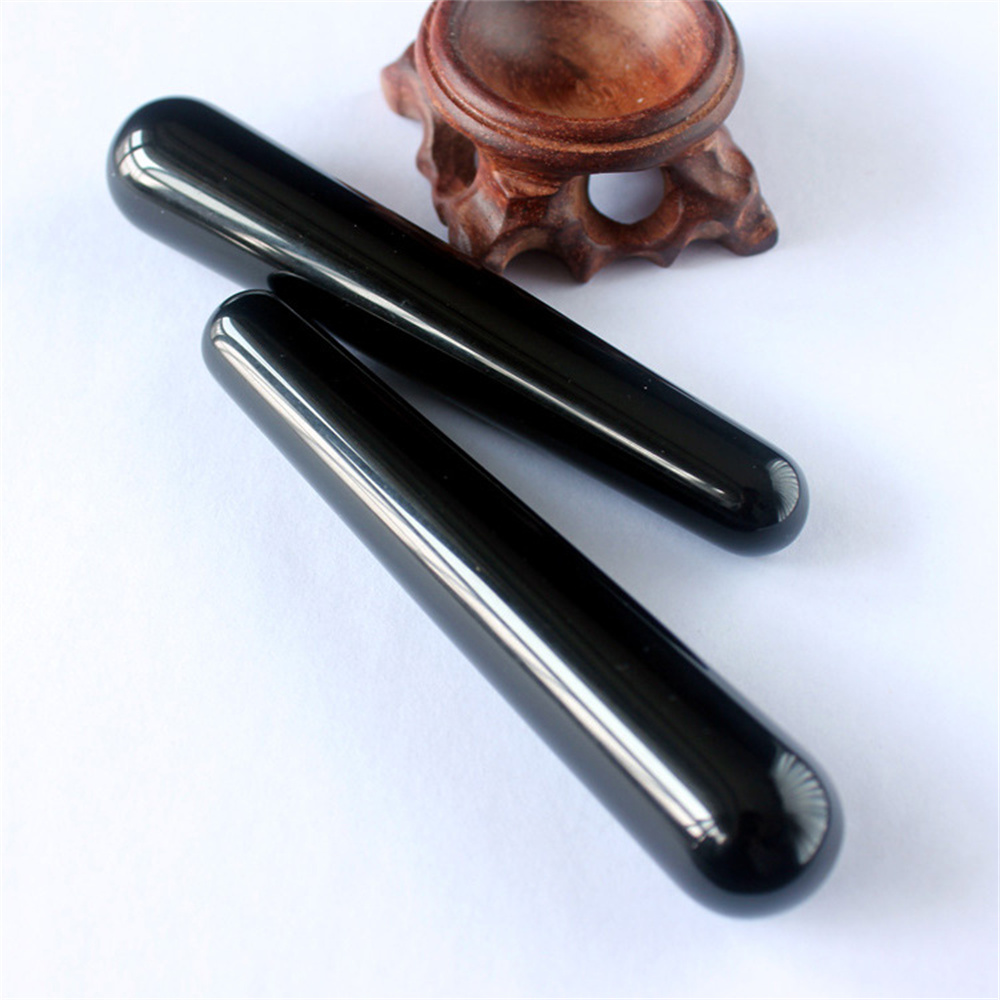 Natural Obsidian Crystal Wand Massage Stick Healing Crystals Gemstone Yoni Wand Kegel Exercise Tool Body Face Healing Massager