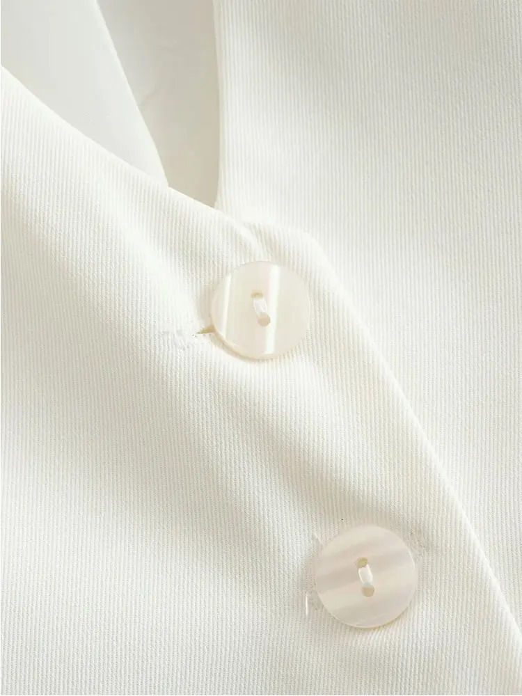 Nlzgmsj TRAF Fashion Women Vest Sleeveless Vests for Chic VNeck Singlebreasted Ladies White Waistcoat Tops 240523