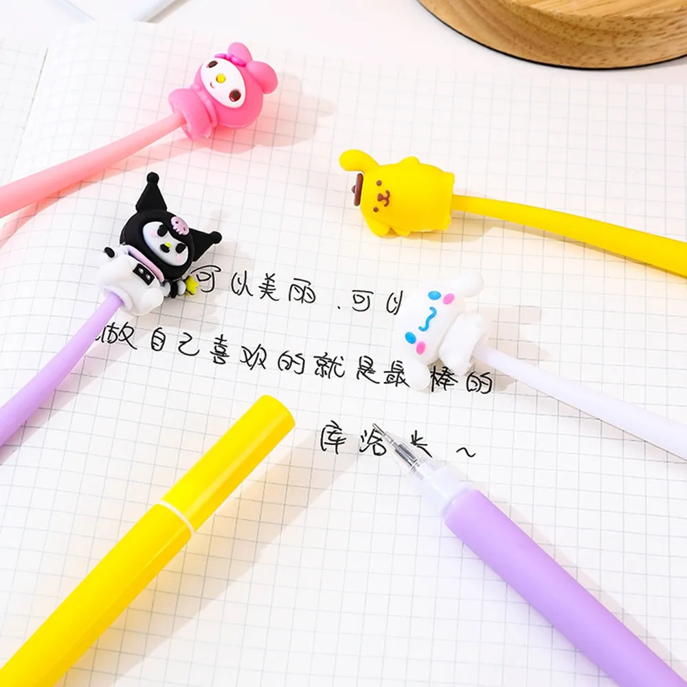 48pcs/lot Cute Soft Swing Black Ink Gel Pen Cartoon Kuromi Shape Student Smooth Writing Pen 0.5mm Stationery School Office Children Gifts