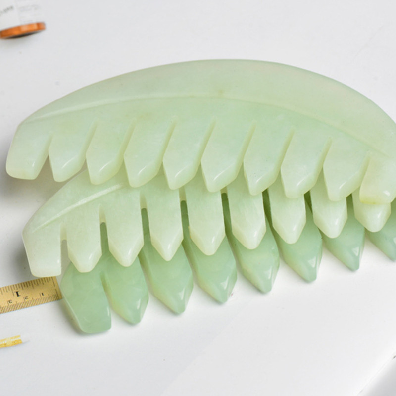 Jade Massage Comb Head Scalp Massager Gua Sha Board Stone Body Massage Brush Meridian Comb Hair Treatment Beauty Tool 1PC
