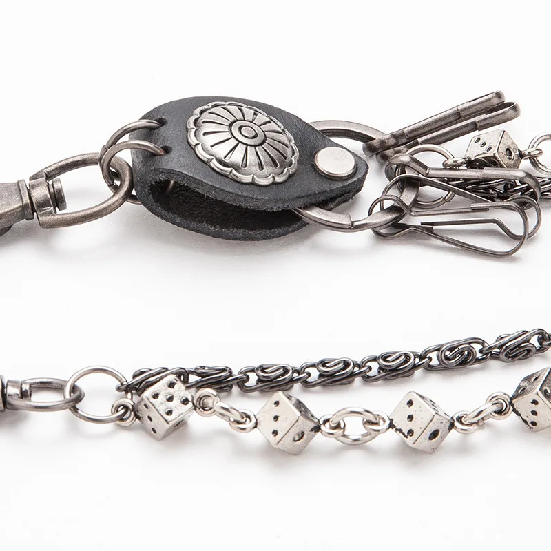 Mens Motorcycle KeyChain Jean Biker Wallet Belts Chain Skull Charm Leather Gothic Rock Pants Trousers Waist Key Mens DR34 240516