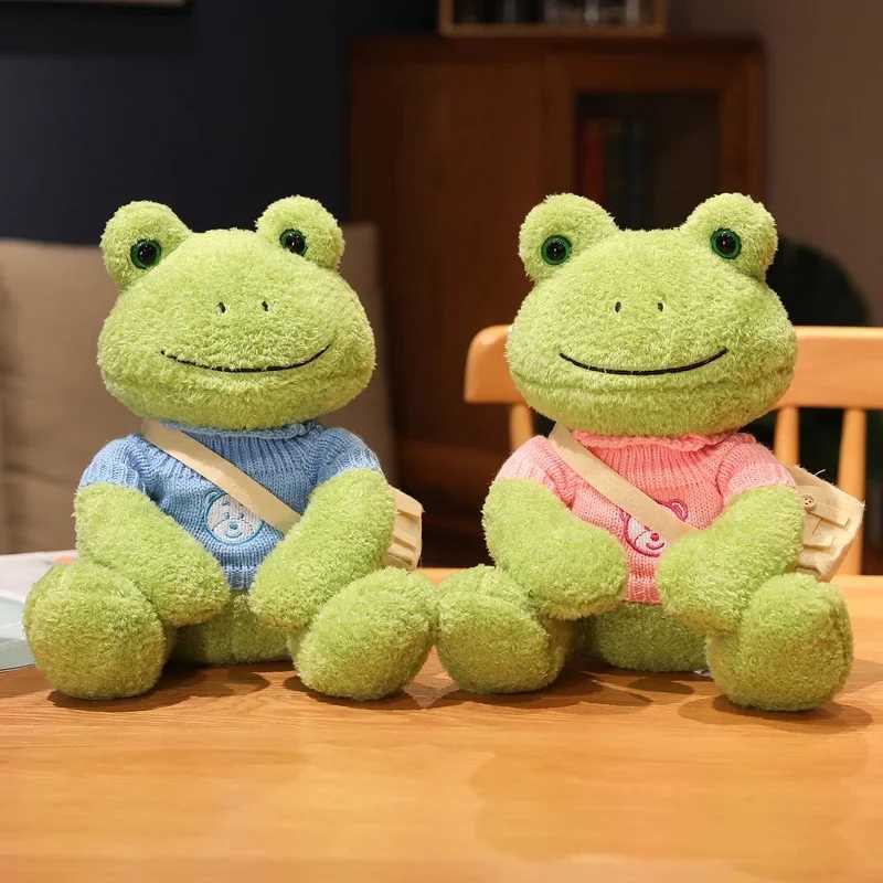 Stuffed Plush Animals 25cm Kaii Dressing Frog Plush Toy Stuffed Animal Fluffy Frog Figure Doll Soft Pillow For Children Boys Girls Birthday Gifts