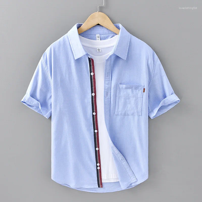 Polo Collar Spliced Short Sleeve Casual Summer Shirt For Men ()