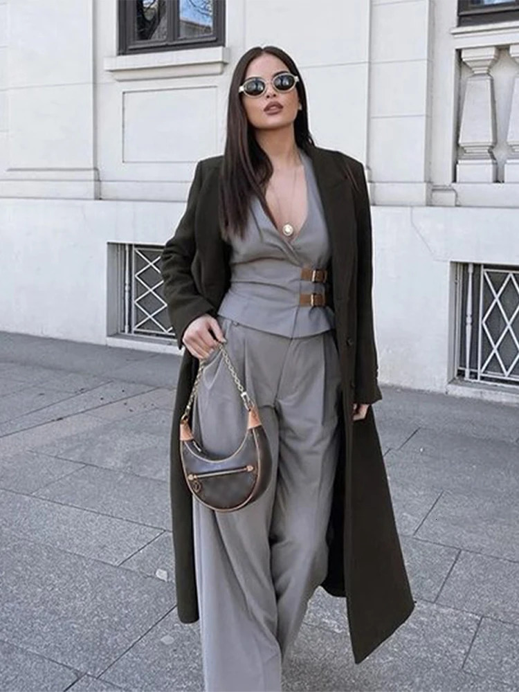 Sexy Vneck Halter Vest Women Y2k Street Fashion Backless Sleeveless Female Tanks Spring Summer Double Leathe Belt Lady Top 240523