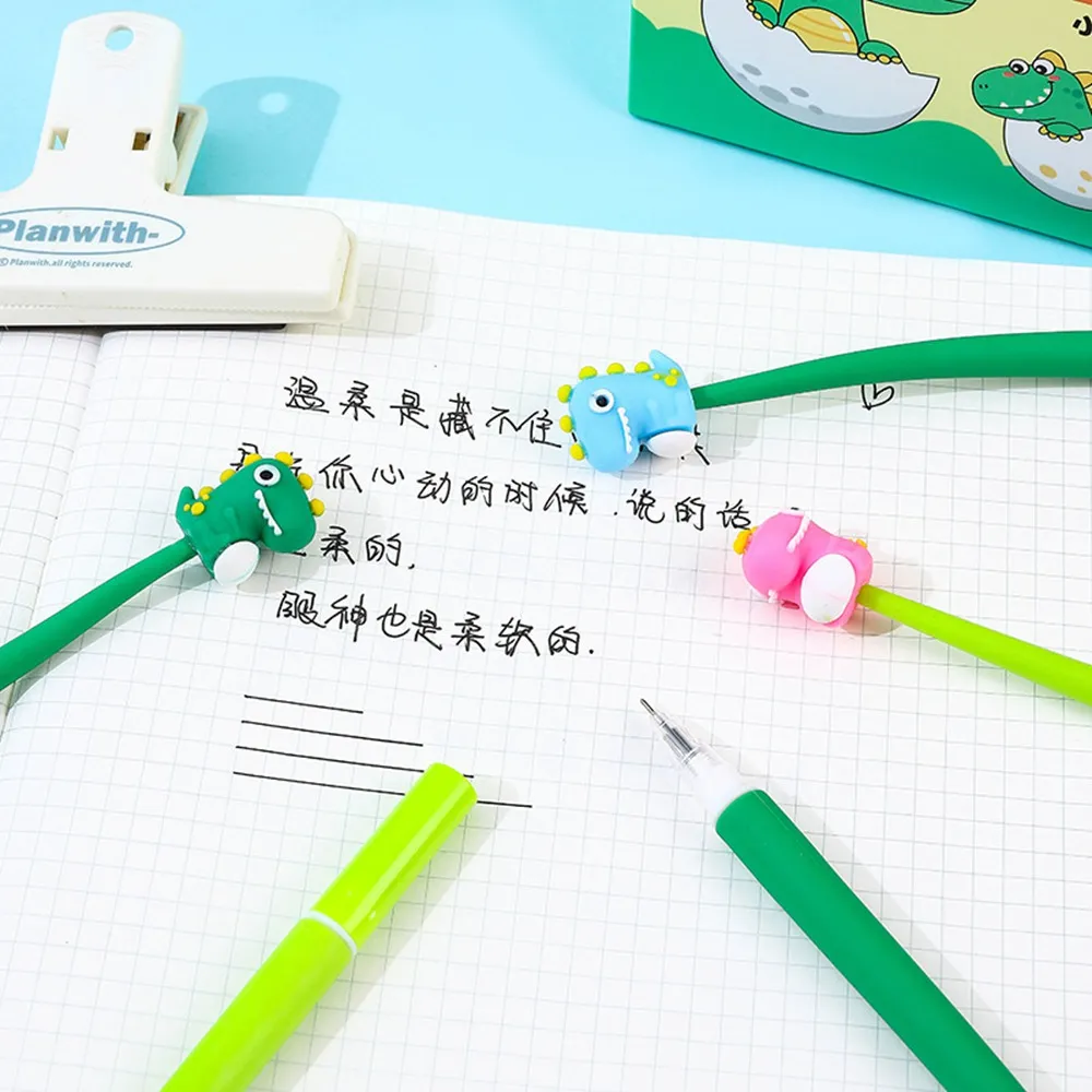 48pcs/lot Cute Dinosaur Gel Pen Black Fun Cartoon Gel Ink Pens Novelty Cool Pens Office Student Kids School Supplies