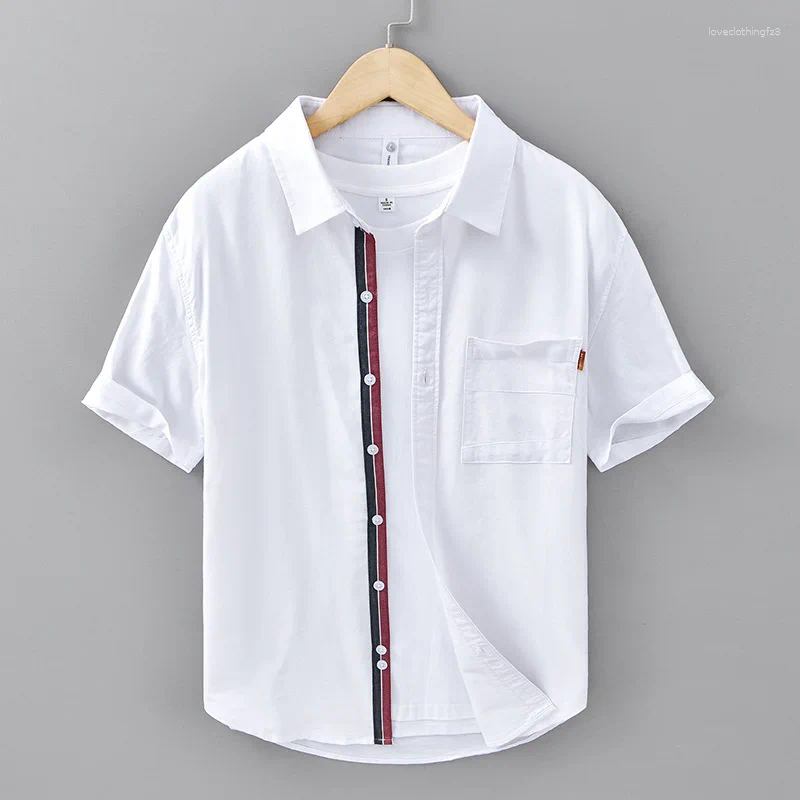 Polo Collar Spliced Short Sleeve Casual Summer Shirt For Men ()