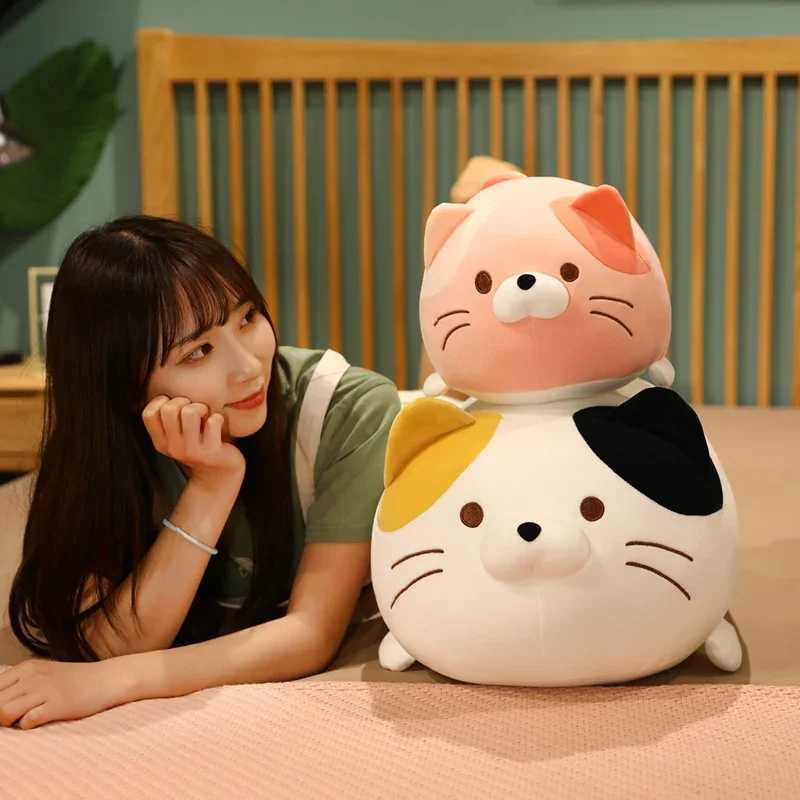 Stuffed Plush Animals 60cm Japanese Style Fat Cats Plush Toy Stuffed Animal Soft Hug Pillow Plushies Cat Doll Room Decor Gift For Child Girl Washable