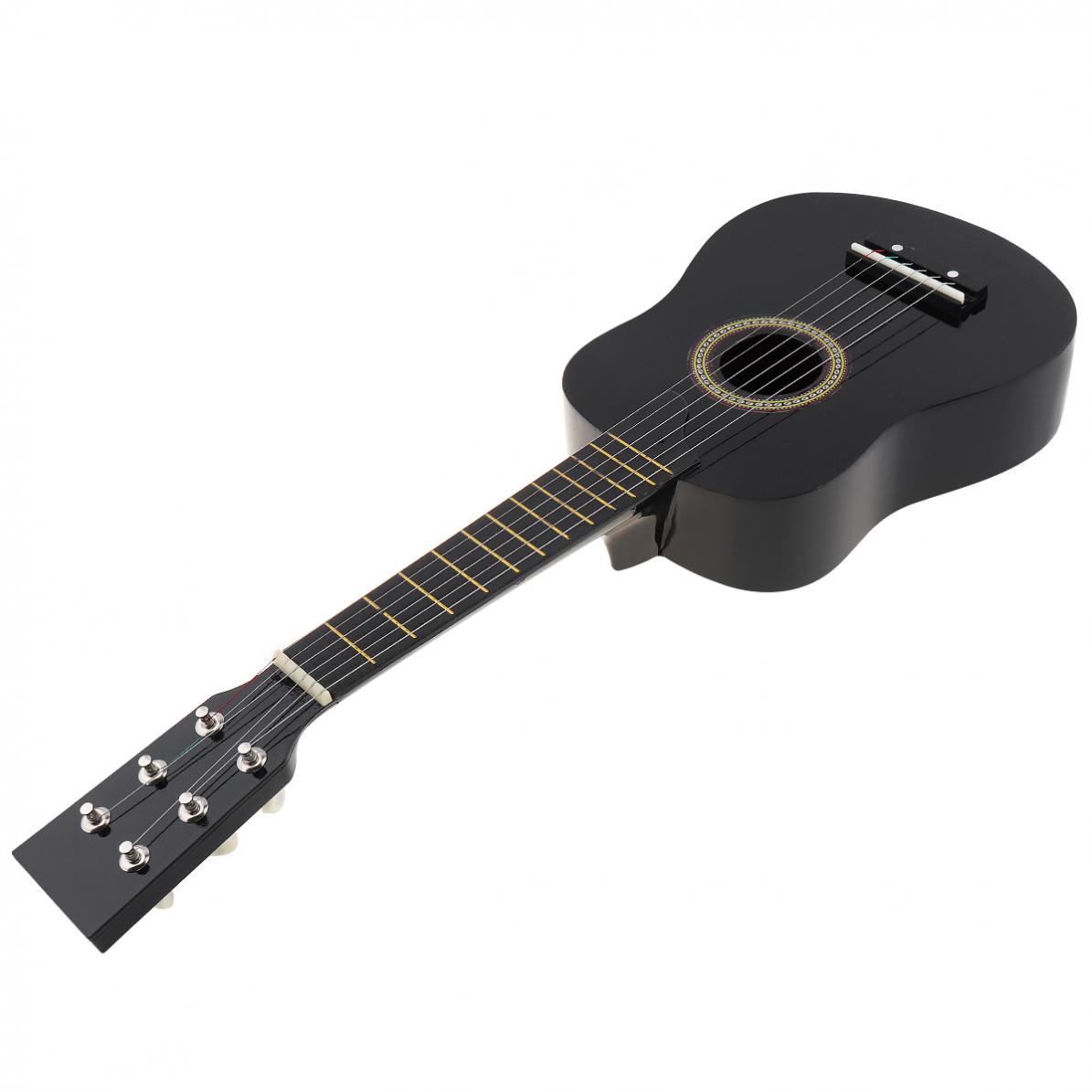 25 Inch Acoustic Guitar Black Basswood Adults Guitarra with Pick Strings Musical Instrument Gifts for Children and Beginner