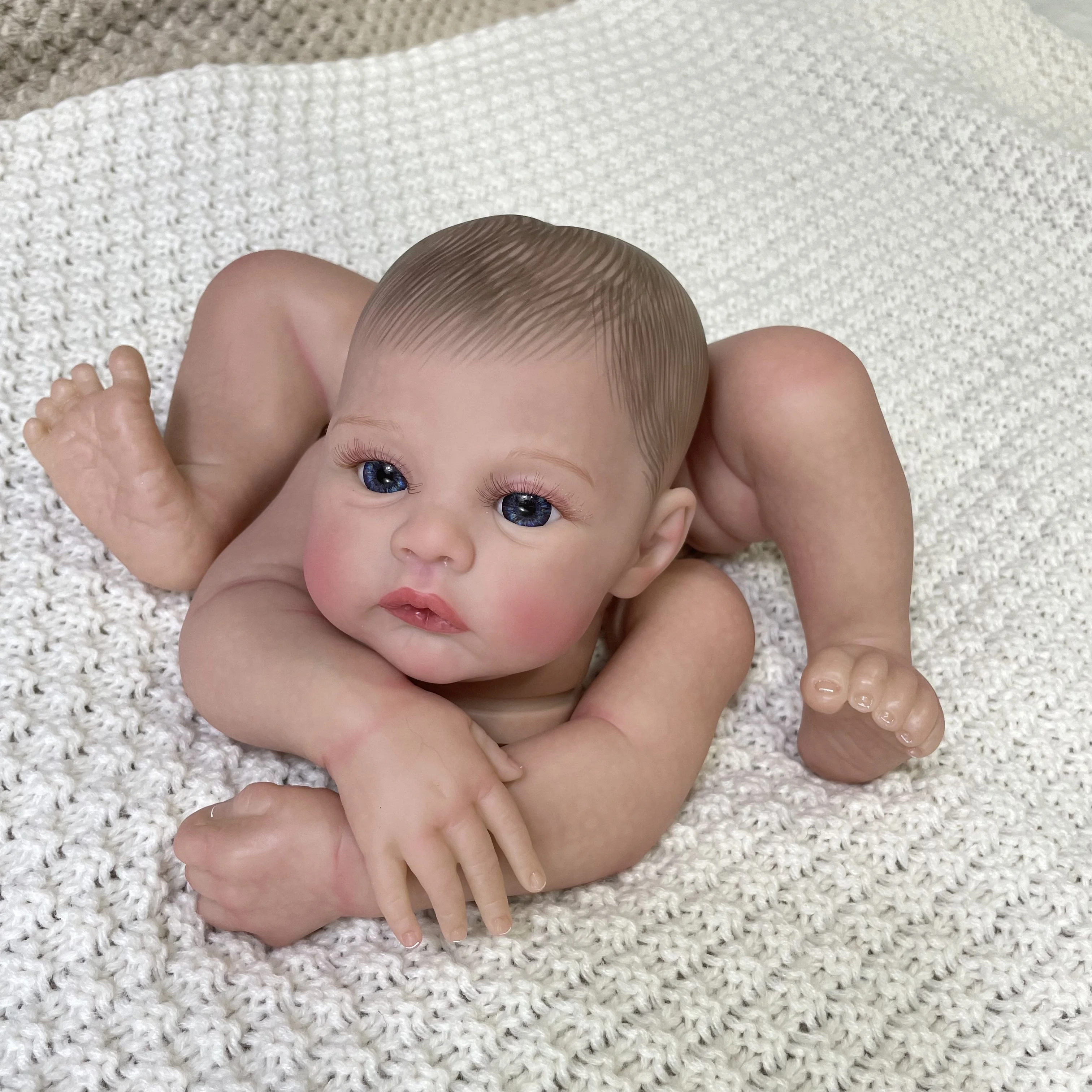 17 Inches Preemie Newborn Reborn Meadow 3D Painted Kit Visible Veins Baby Doll Mold With Eyelashes More Realistic Easy DIY Toy