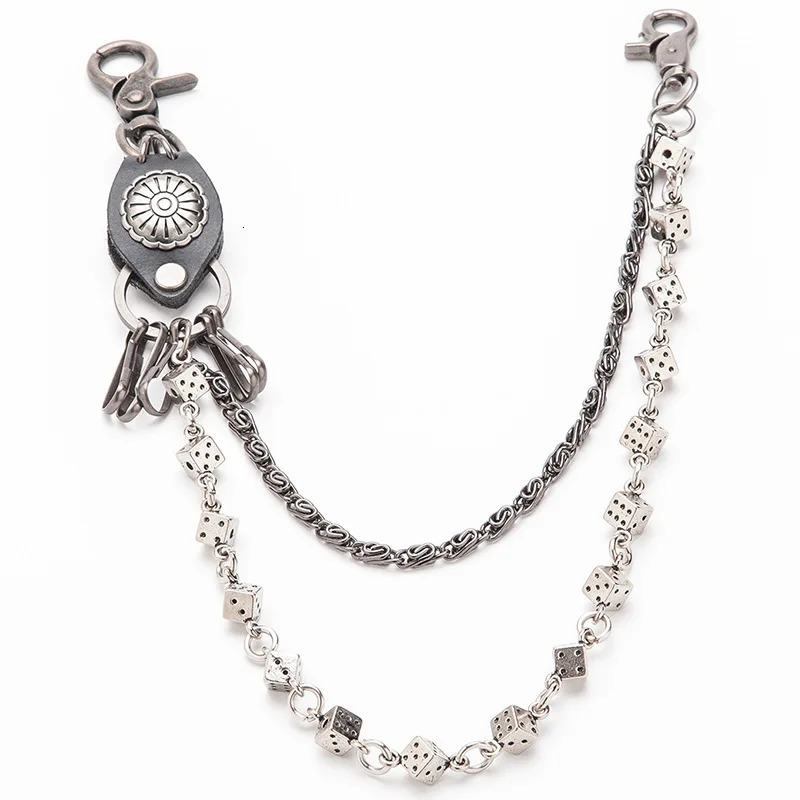 Keychains Lanyards Mens Motorcycle KeyChain Jean Biker Wallet Belts Chain Skull Charm Leather Gothic Rock Pants Trousers Waist Key Mens DR34 240516 CL250210