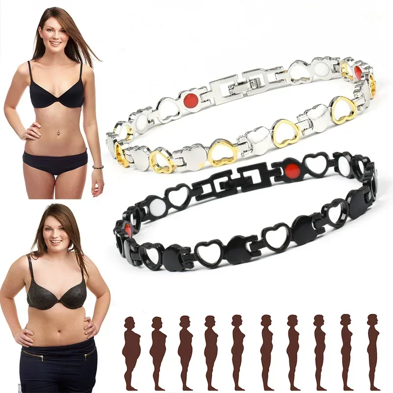 Magnetic Slimming Bracelet Steel Heart Healthy Weight Loss Bracelets For Women Men Sleep Aid Jewelry Gifts
