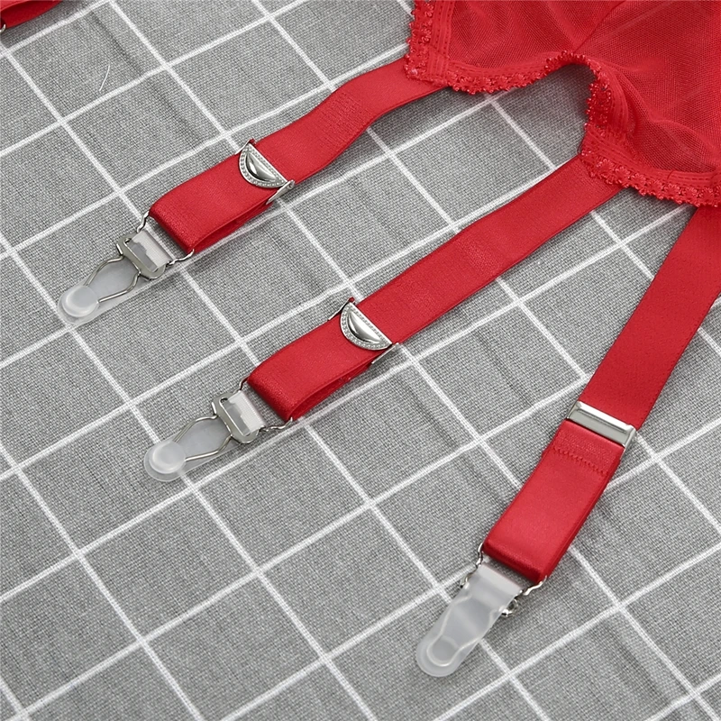 Hirigin Womens 6 Metal Buckles Straps Garter Belt Sexy Lingerie Suspender Solid Elastic Belt 3 Colors