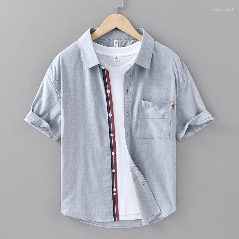 Polo Collar Spliced Short Sleeve Casual Summer Shirt For Men ()