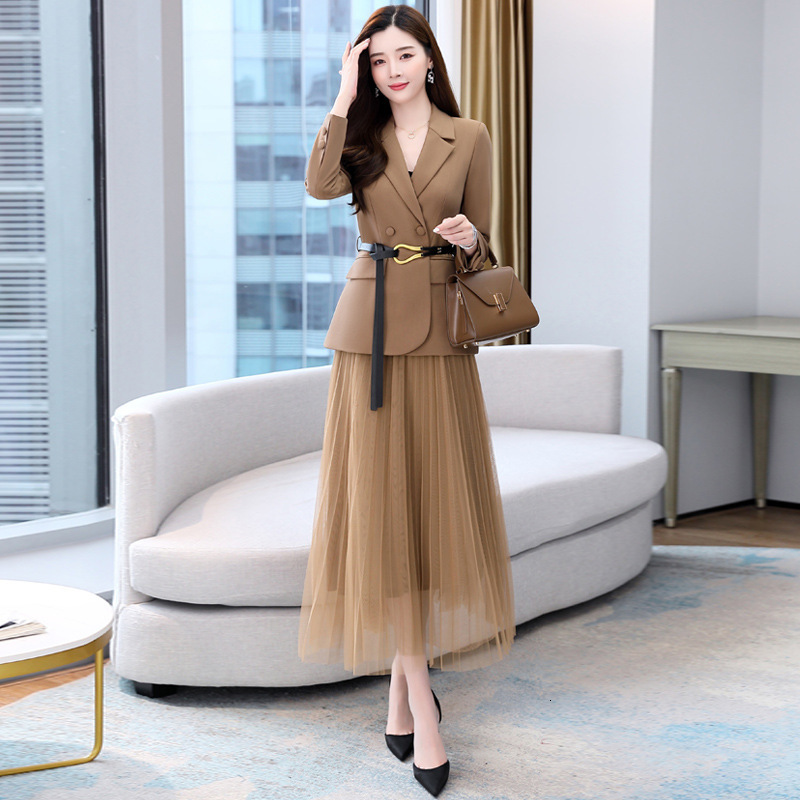 Suit Set Skirt Womens Spring and Autumn 2024 Autumn New Womens Fashion Western Style Age Reducing Dress Two piece Set 230222