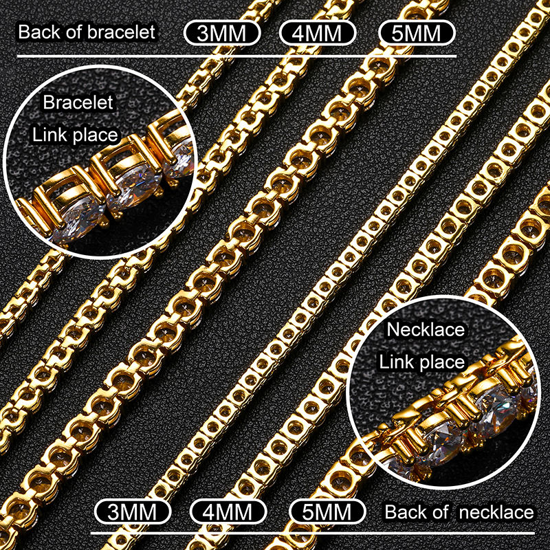 USA Warehouse Wholesale 4mm-6mm VVS Moissanite pass dia tester Chain Sterg Sier Men Women Fine Jewelry Tennis Necklace