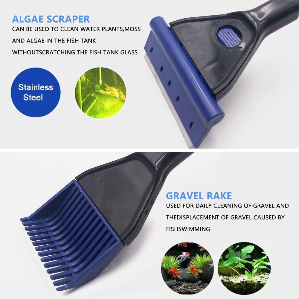 5pcs/Set Aquarium Cleaning Tools Fish Tanks Accessories Clean Fishnet Gravel Rake Algae Scraper Fork Sponge Brush Glass Cleaner