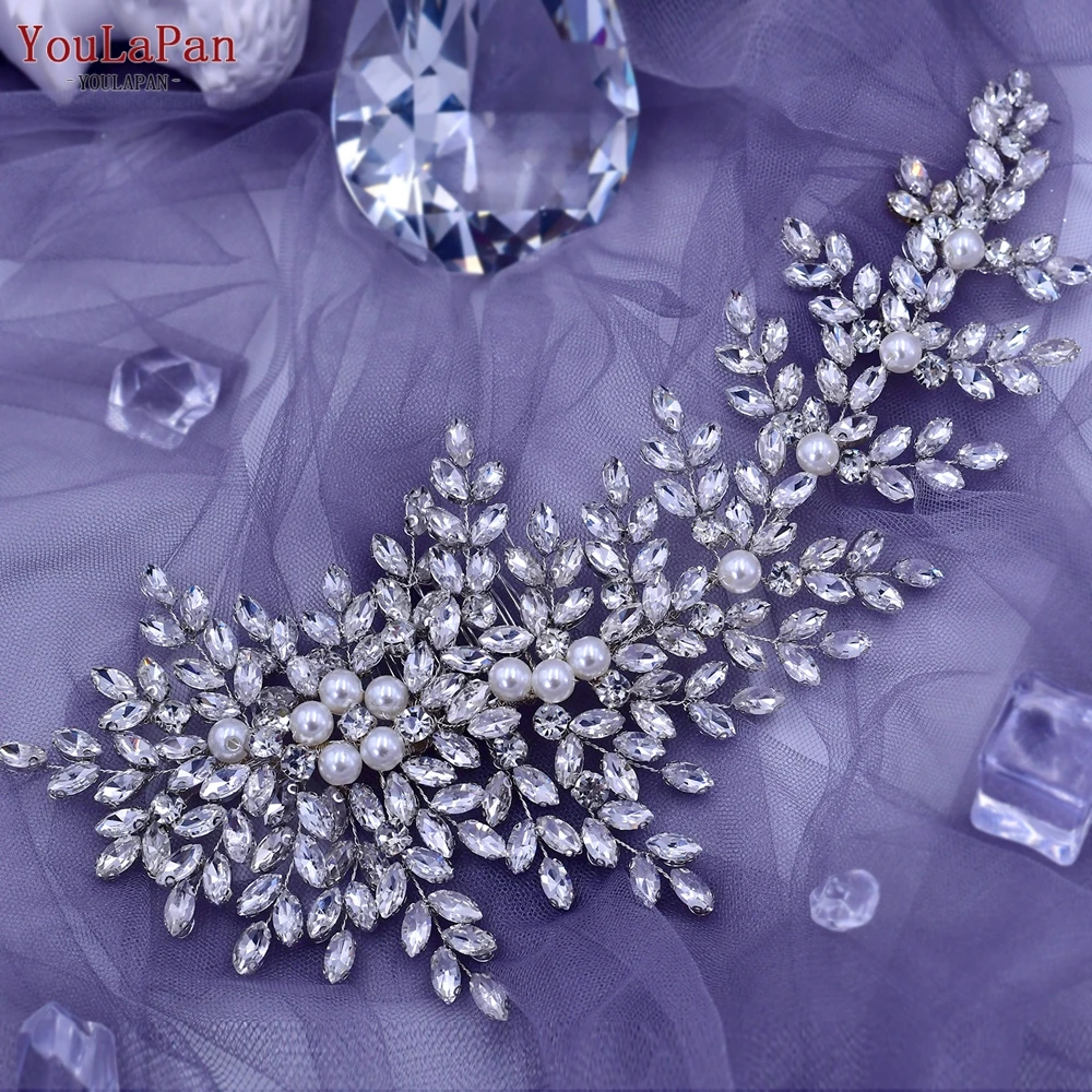 TOPQUEEN HP434 Silver Bridal Headband Wedding Hair Accessories Rhinestone Pearls Bridal Headpiece Hair Ornament Women Headdress