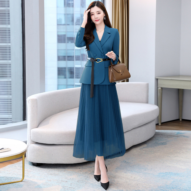 Suit Set Skirt Womens Spring and Autumn 2024 Autumn New Womens Fashion Western Style Age Reducing Dress Two piece Set 230222