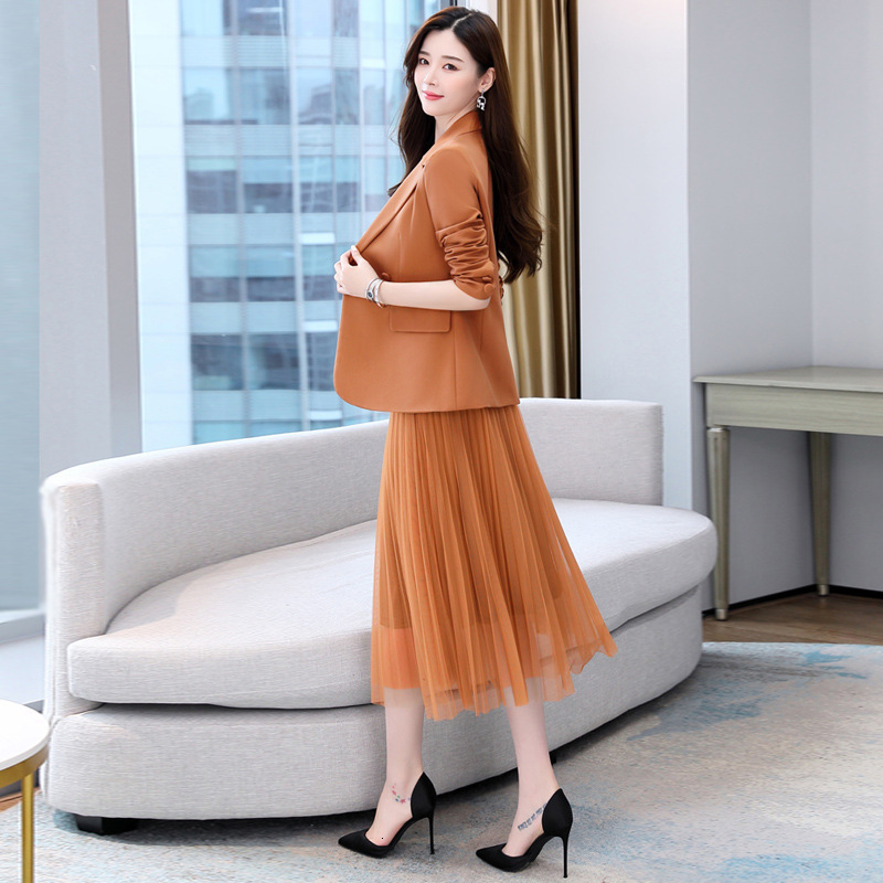 Suit Set Skirt Womens Spring and Autumn 2024 Autumn New Womens Fashion Western Style Age Reducing Dress Two piece Set 230222