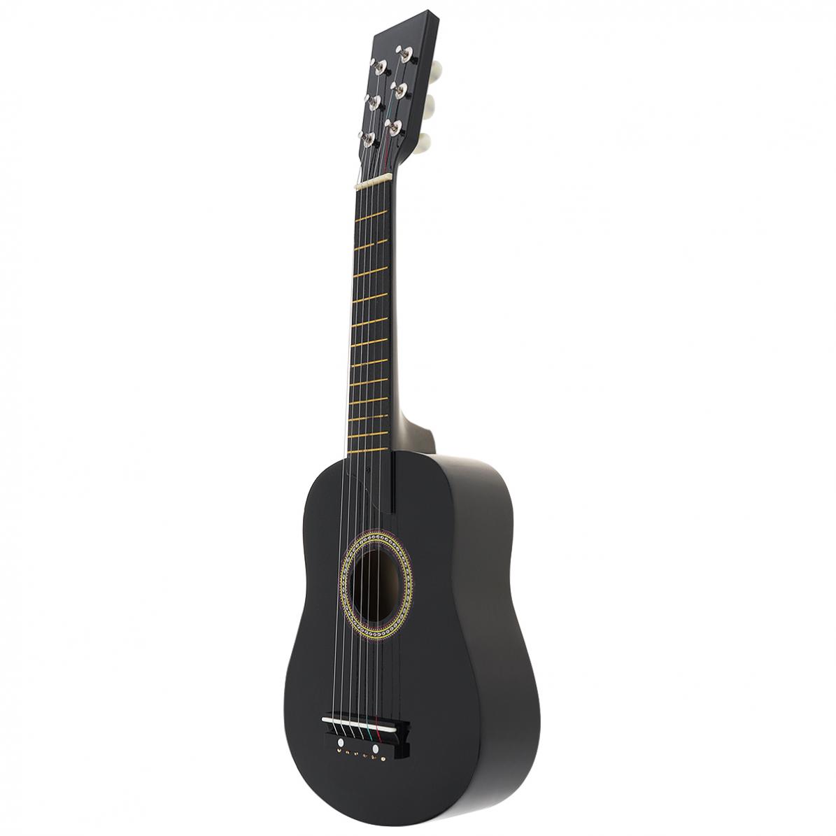 25 Inch Acoustic Guitar Black Basswood Adults Guitarra with Pick Strings Musical Instrument Gifts for Children and Beginner