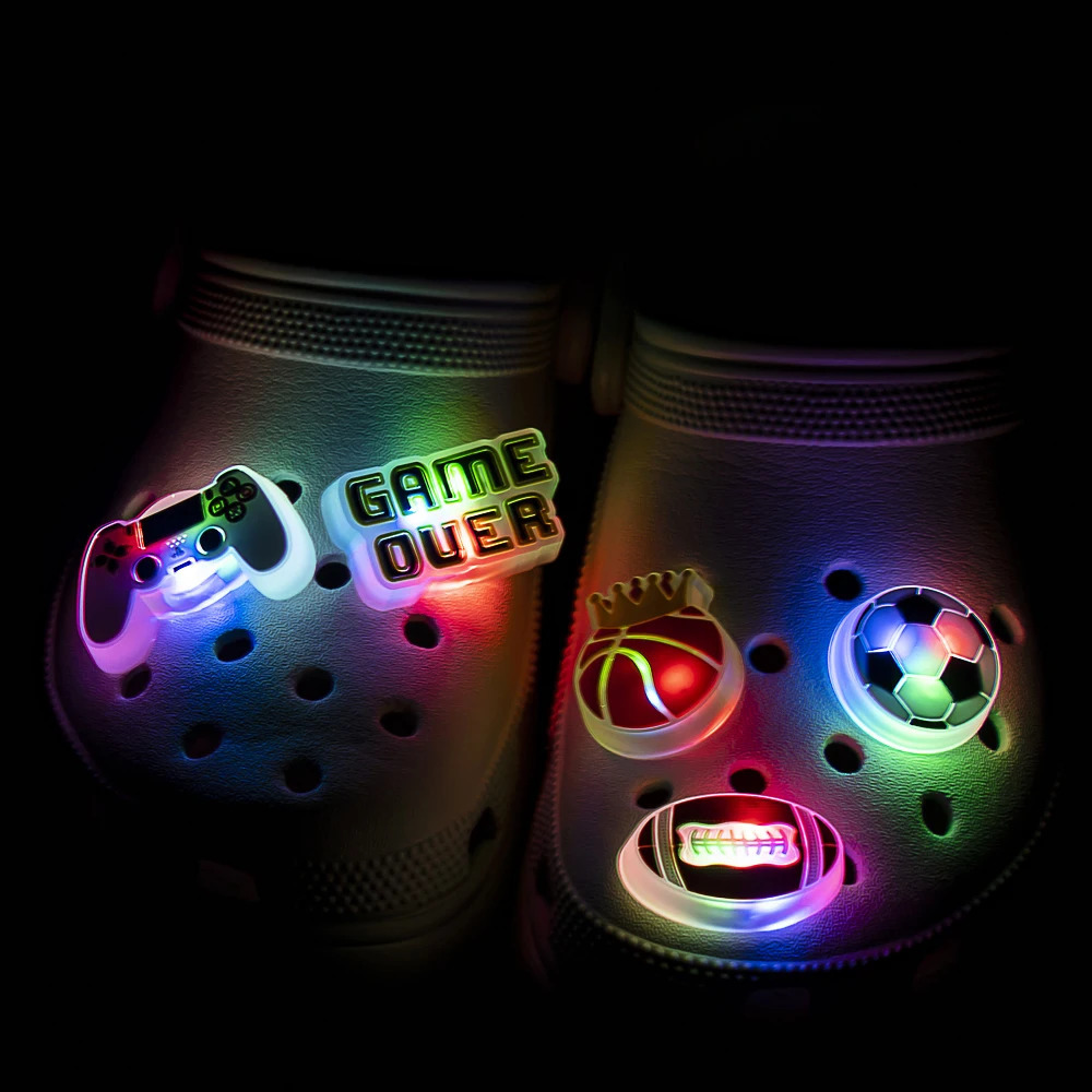 15pcs LED Shoe Charms Lighted Accessories Animals Plants Salamander Decorations Pins for Kids Men Women Gifts Clog Buckles 240524