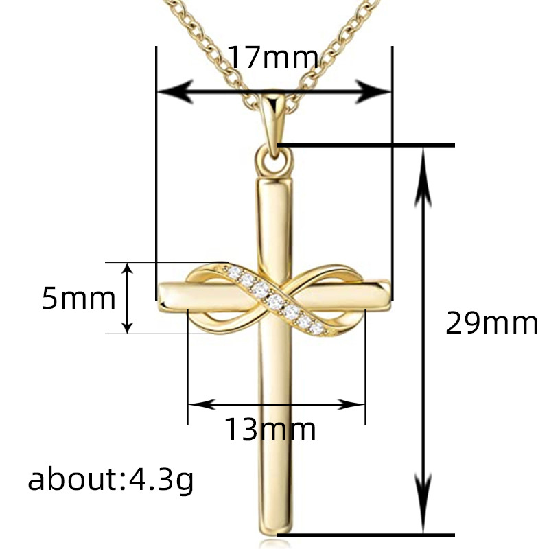 Gold Infinity Cross Necklace Pendant Gold Chain Designer Jewelry Crystal Diamond Jesus Cross Necklaces Charm for Woman Man Gift Fashion Jewelry