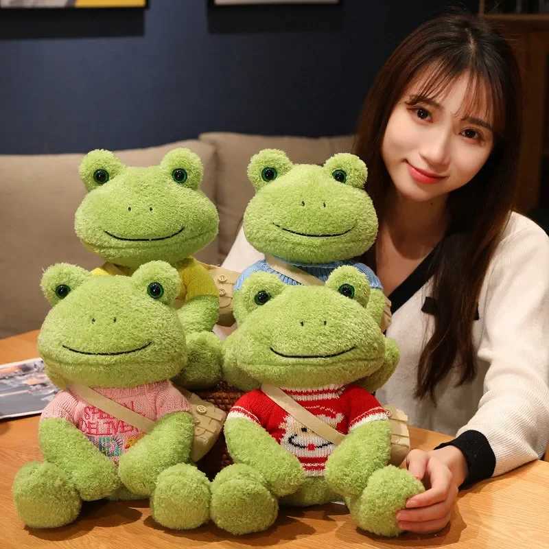 Stuffed Plush Animals 25cm Kaii Dressing Frog Plush Toy Stuffed Animal Fluffy Frog Figure Doll Soft Pillow For Children Boys Girls Birthday Gifts