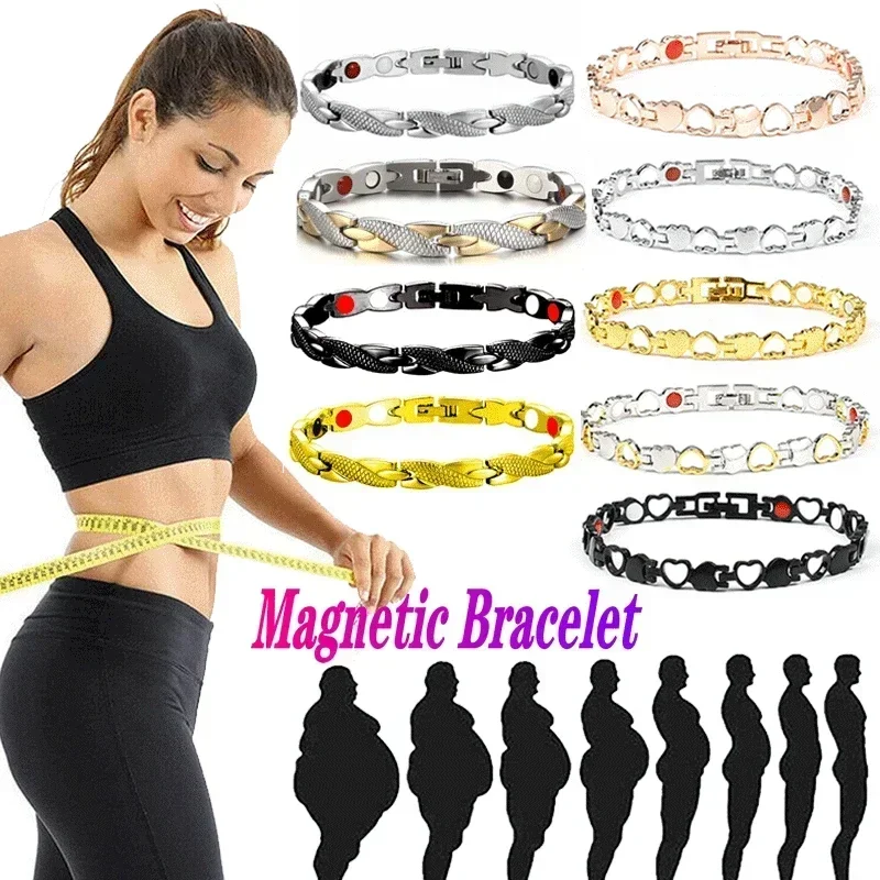 Magnetic Slimming Bracelet Steel Heart Healthy Weight Loss Bracelets For Women Men Sleep Aid Jewelry Gifts