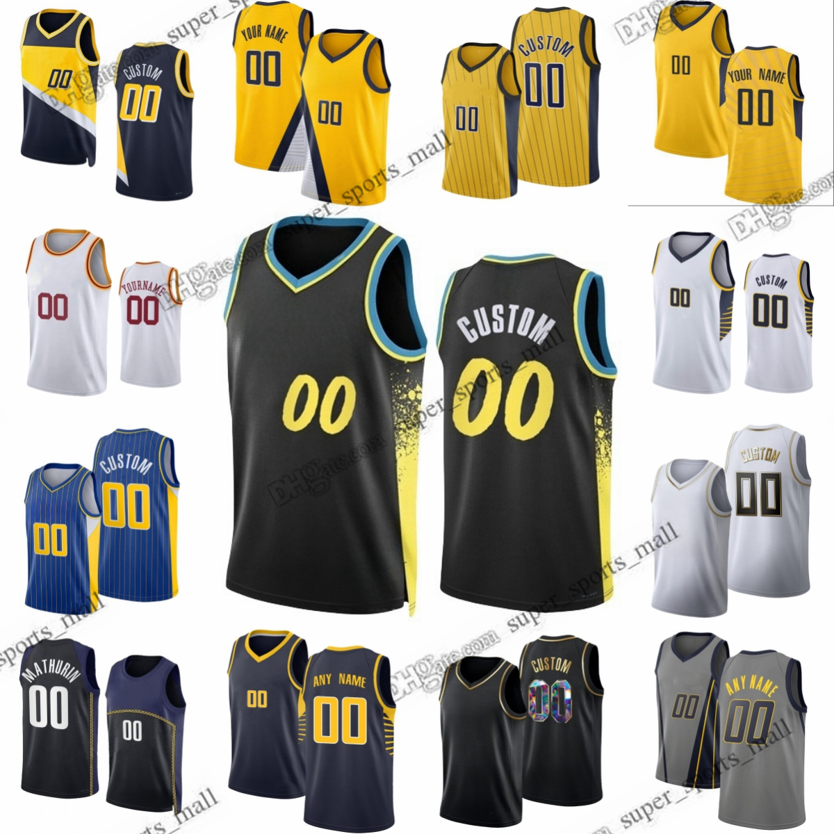 Reggie Myles Turner Miller Custom Printed 2024 New Basketball Jerseys Doug McDermott T.J. McConnell 00 Bennedict Mathurin Obi Toppin Jarace Walker Tyrese Haliburton