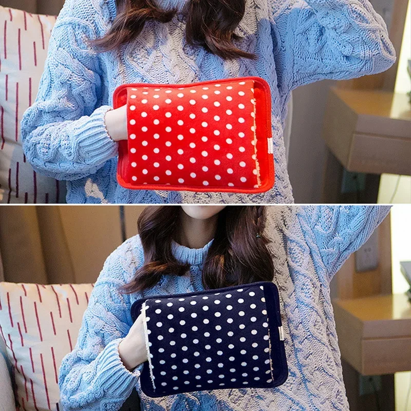 Hot Water Bag Dot Electric Winter Hand Warmer Hot Water Bottle Hand Warmer Rechargeable Velvet Bag EU Plug