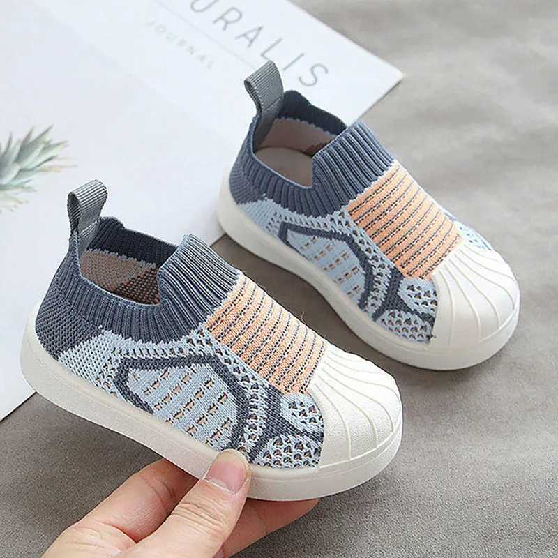 Athletic Outdoor Cotton Knitted Childrens Sport Sneakers Breathable Toddler Shoes For Baby Anti-slippery Floor Footwear Girls Sneakers H241223