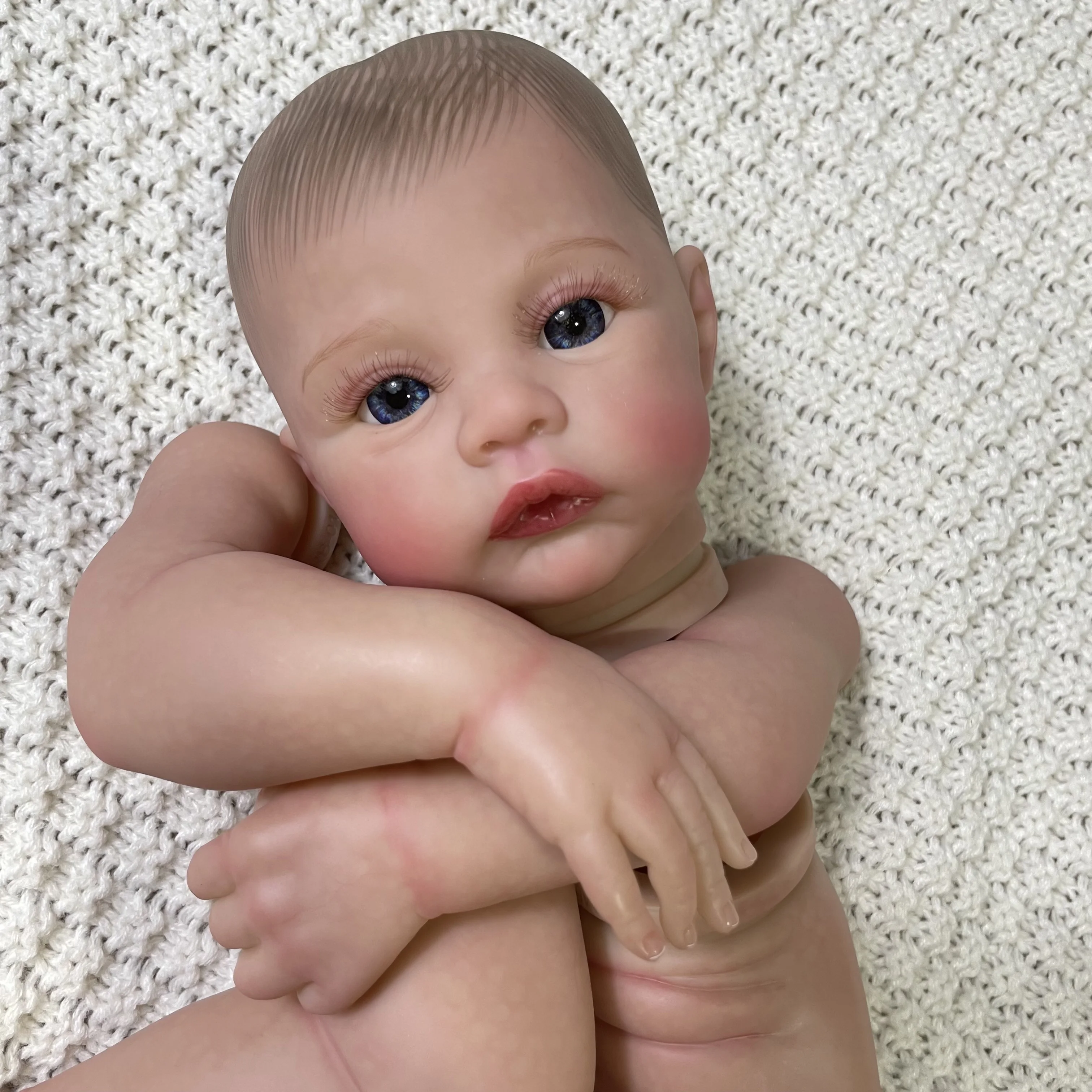 17 Inches Preemie Newborn Reborn Meadow 3D Painted Kit Visible Veins Baby Doll Mold With Eyelashes More Realistic Easy DIY Toy