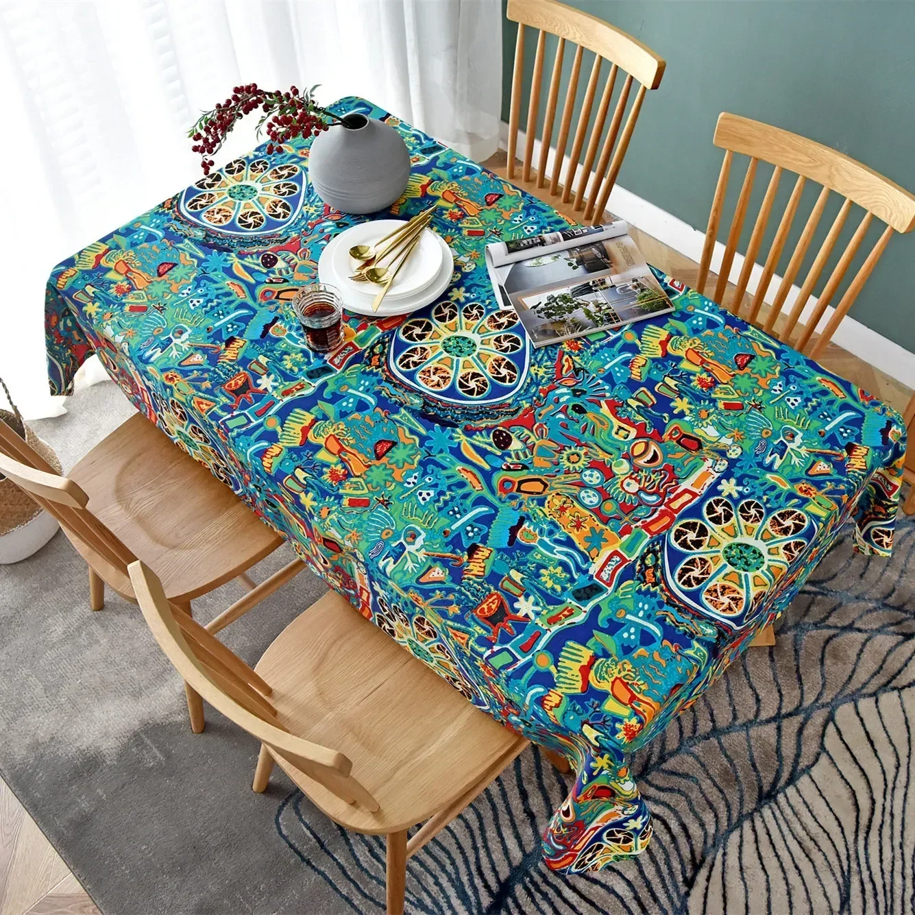 Coffee Table Cloth Covth Printing Cloth Mediterranean Cafe Table Clotalha De Mesa 597F01