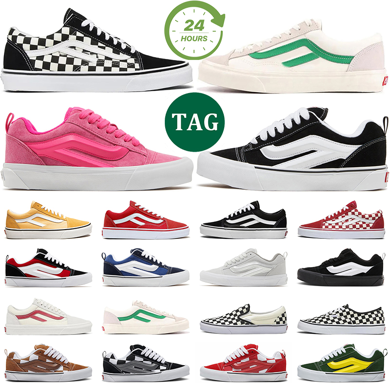 knu skool men women skateboard shoes canvas designer sneakers old skool classic white black Checkerboard slip on Casual Shoes mens trainers