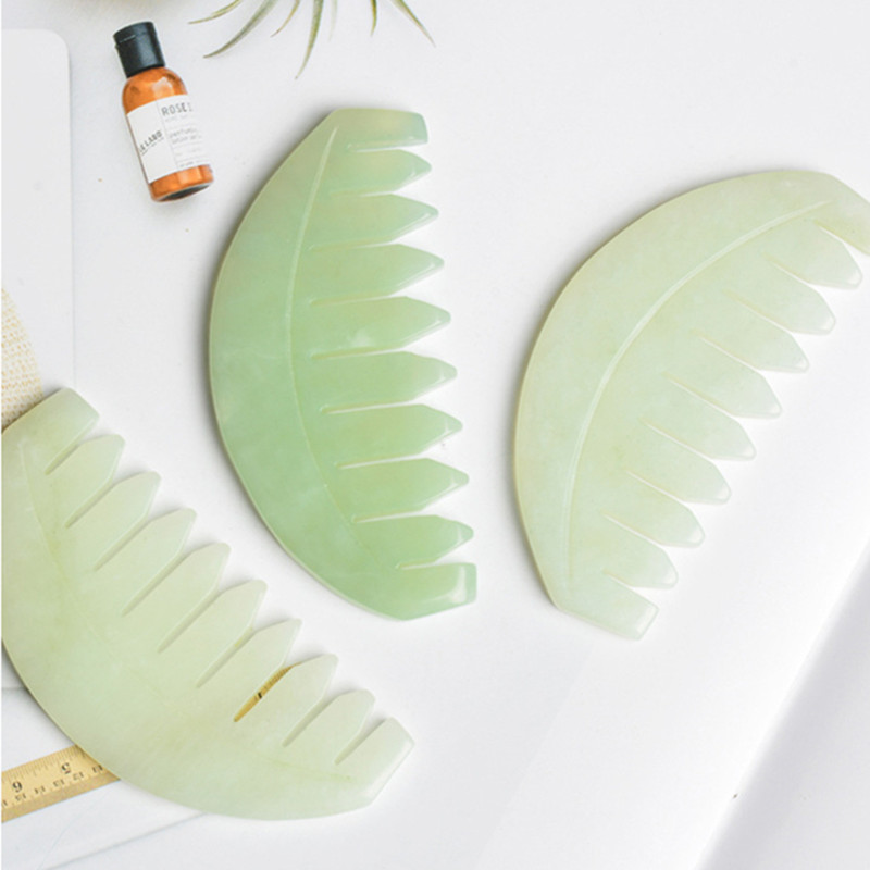 Jade Massage Comb Head Scalp Massager Gua Sha Board Stone Body Massage Brush Meridian Comb Hair Treatment Beauty Tool 1PC