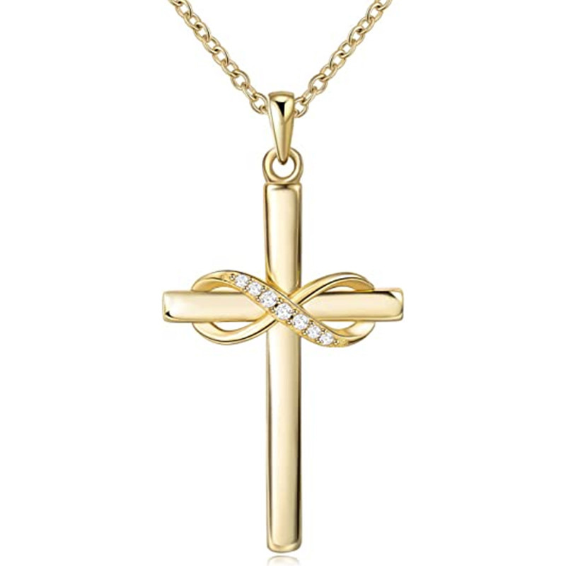 Gold Infinity Cross Necklace Pendant Gold Chain Designer Jewelry Crystal Diamond Jesus Cross Necklaces Charm for Woman Man Gift Fashion Jewelry