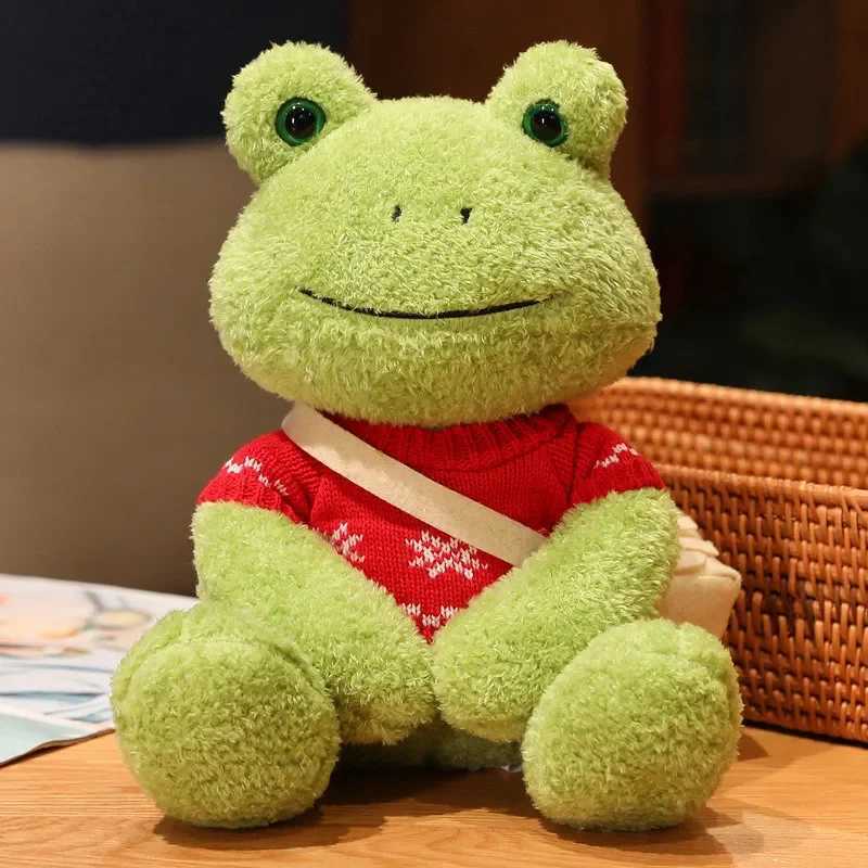 Stuffed Plush Animals 25cm Kaii Dressing Frog Plush Toy Stuffed Animal Fluffy Frog Figure Doll Soft Pillow For Children Boys Girls Birthday Gifts