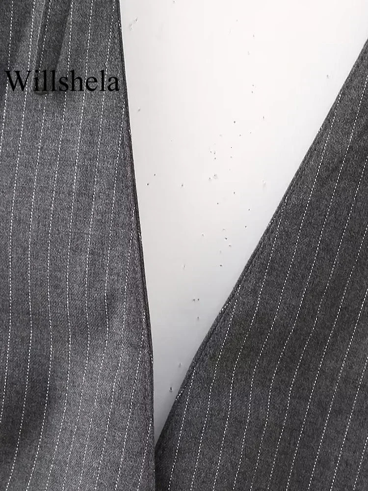 Willshela Women Fashion Striped Sleeveless Jackets Waistcoats Vintage VNeck Backless Lace Up Vest Female Chic Lady Tank Tops 240523