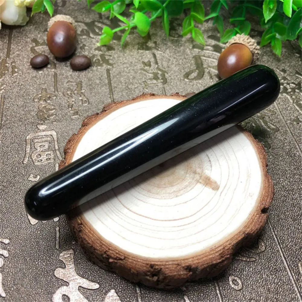 Natural Obsidian Crystal Wand Massage Stick Healing Crystals Gemstone Yoni Wand Kegel Exercise Tool Body Face Healing Massager
