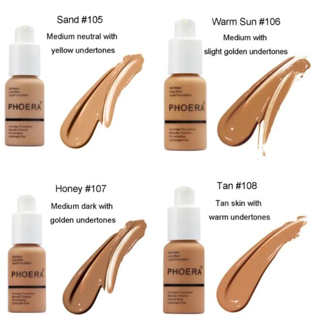 2026 New Liquid Concealer Phoera Face Naturally Flawless Matte Oil-Control Waterproof Long Lasting Foundation 30ml 8 Colors Optional